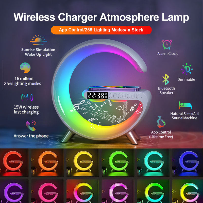 2023 New Intelligent LED Lamp Bluetooth Speake Wireless Charger Atmosphere Lamp